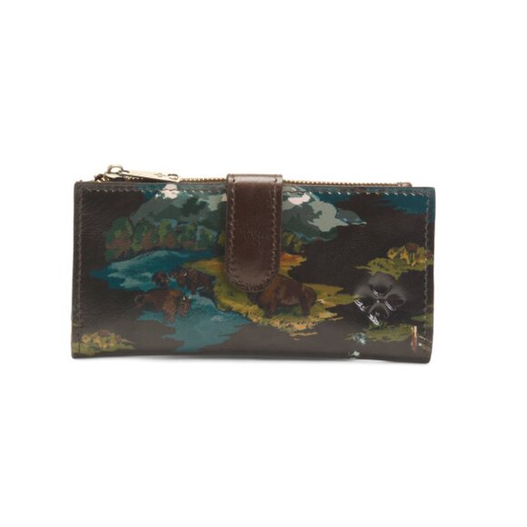 PATRICIA NASH Montana Prairie Skies Print Leather Nazari Wallet - Picture 1 of 2